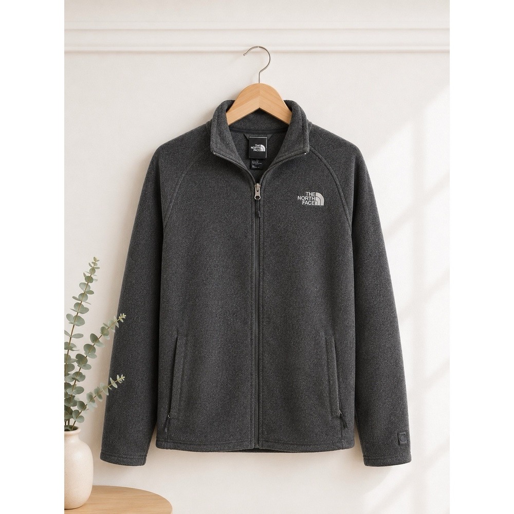 The North Face Gray Full Zip Long Sleeve Fleece Jacket Men's Size M
